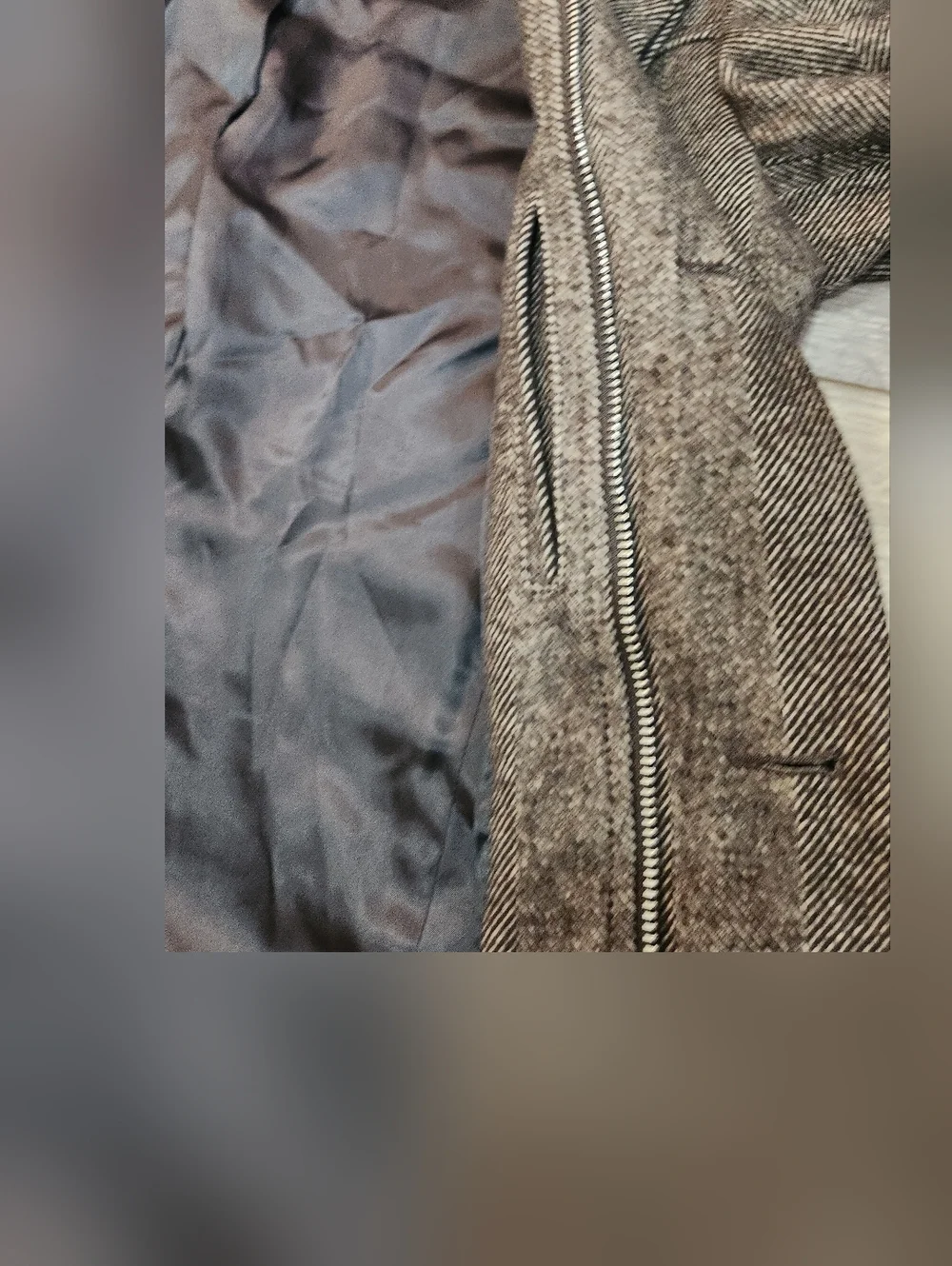 Zara Man  Men's Brown Herringbone Wool-Blend Overcoat Size Small